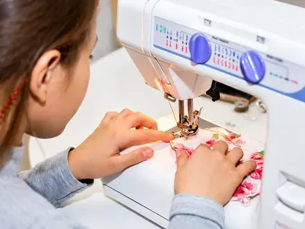Sew & Grow student &mdash; first time at the machine