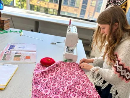 Sew & Grow student &mdash; pinned and ready to sew