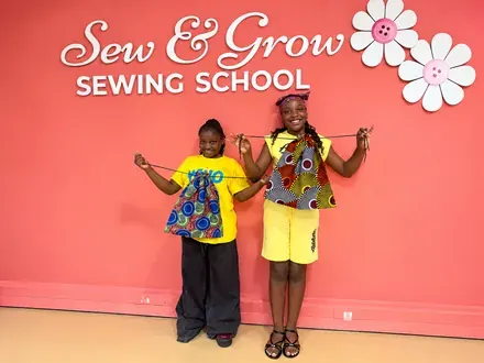 Sew & Grow student &mdash; drawstring bags they made themselves