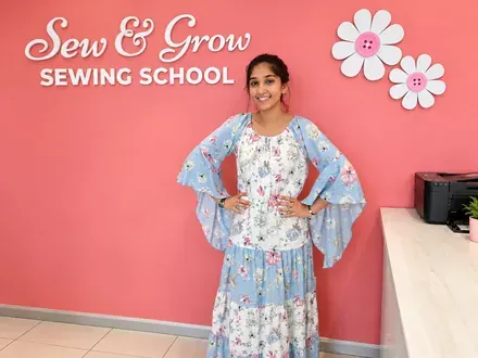 Sew & Grow student &mdash; her own dress, head to hem