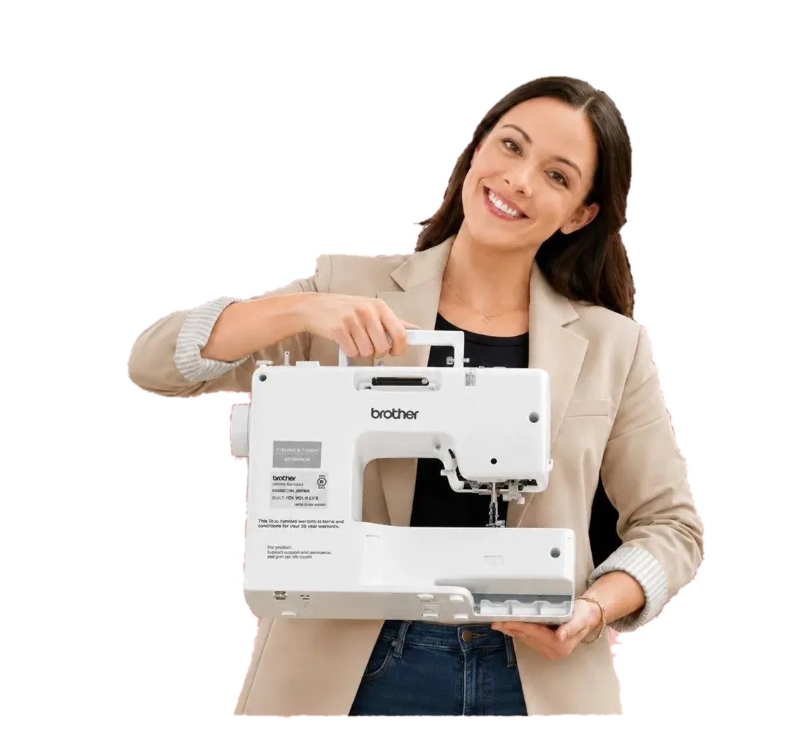 Sew & Grow teacher holding a Brother machine