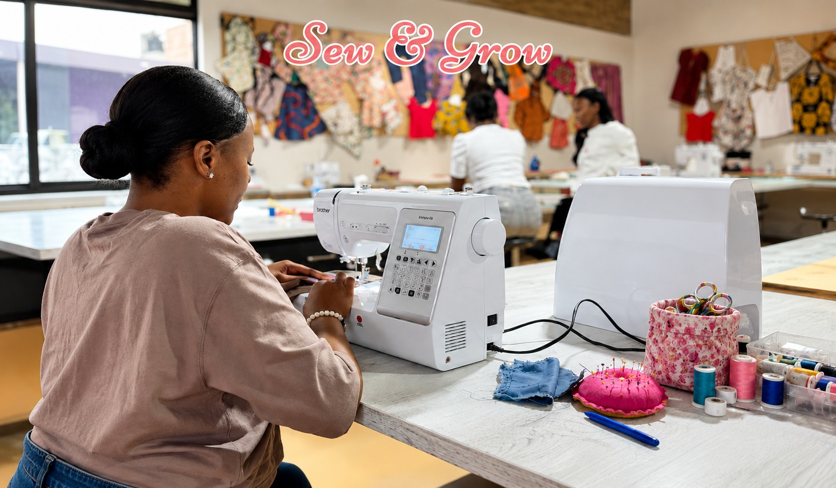 Students at their machines in our Melville studio
